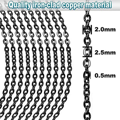 Jishi 33ft Link Cable Chain Roll 2mm, Black Chain for Jewelry Making Necklace Earring Bracelet DIY Craft Jewelry Making Findings Supplies, Black Plated Iron Metal Rolo Necklace Chain Spool Set - color: Black, size: Cable Chain 33ft 2.0mm
