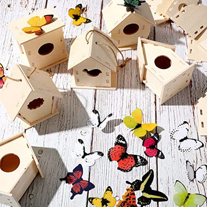 Sawysine 107 DIY Birdhouse Kits, Wooden Bird House Multiple Entrance - style: Cute Style