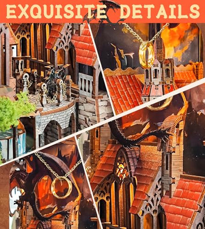 Spilay Book Nook Kit for Adults, Magic Miniature House Building Kit - color: Valley of the Illusory Rings With Dust Cover
