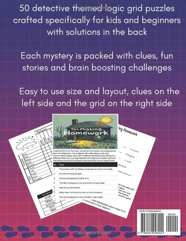 Easy Logic Grid Puzzles for Absolute Beginners: 50 Detective Themed Brain Games to Build Critical Thinking, Logical Reasoning, Focus & Problem-Solving Skills, Logic Games for Smart Kids 8-12, Volume 1