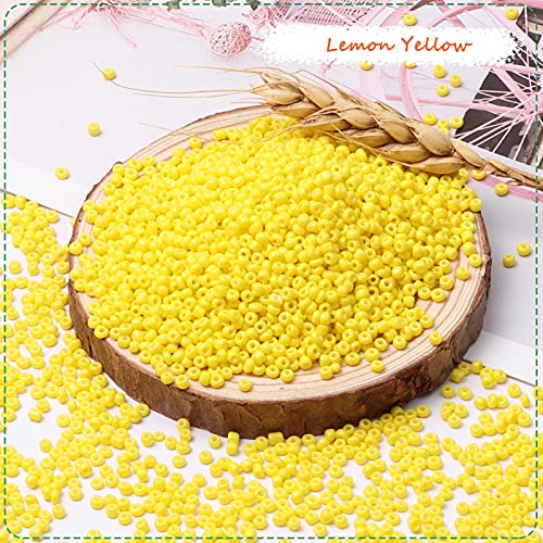 5000pcs Yellow Glass Seed Beads Bulk -Small Pony Bead, Waist Spacer Beads for Bracelet, Necklace Jewelry Making, DIY Craft Projects(3mm 8/0) - color: Lemon Yellow, size: 3mm