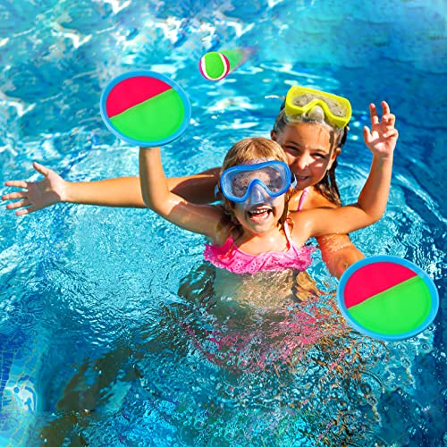 Ayeboovi Toss and Catch Ball Game Outdoor Beach Pool Toys for Kids Age 3-12 - style: 2 Paddles 2 Balls