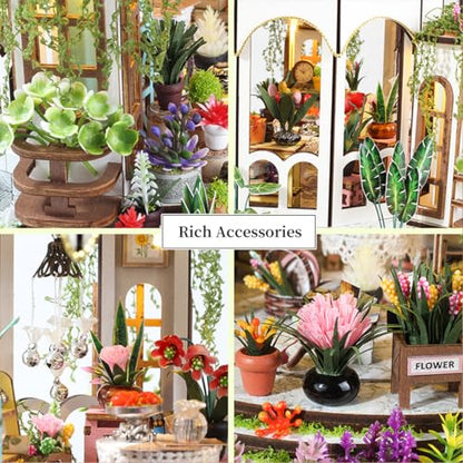 Hanging Garden DIY Miniature House Kit,Wooden Dollhouse with LED for Adults - style: Hanging Garden