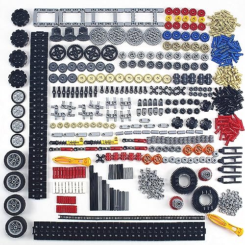 720Pcs Technical Cars Gears Cross Axles Technical Parts Accessories Wheels Connectors Pieces Sets Chain Link Pins Joints Building Block Bricks Shock Absorber MOC Technical Lots Pack Bulk Toys