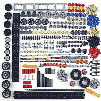 720Pcs Technical Cars Gears Cross Axles Technical Parts Accessories Wheels Connectors Pieces Sets Chain Link Pins Joints Building Block Bricks Shock Absorber MOC Technical Lots Pack Bulk Toys