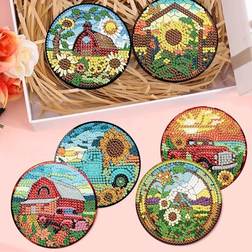 8 Pcs Fall Diamond Art Coasters Kits for Adults Diamond Coasters 4x4in - color: Fall Coasters, size: 8 Pcs 4x4in