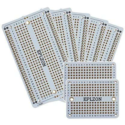 Solderable Breadboard PCB Board Gold-Plated Solder Breadboard for DIY Electronics Projects Apply to Arduino Soldering Projects 3.5"x2.05" (5 Pack + 2 Mini Board, White) - color: White