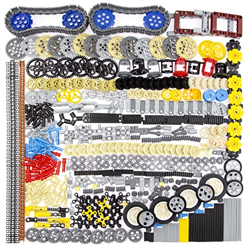 Domoni Technic Parts, 968 Pieces Car Gear Axle Pin Chain Link Tire Wheels