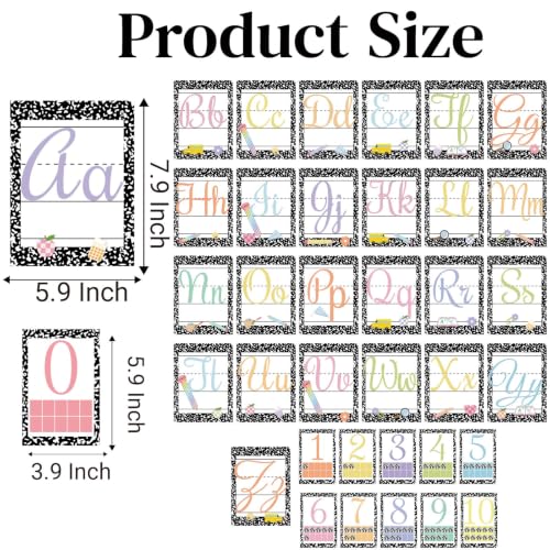 37Pcs Composition Cursive Alphabet for Classroom Composition Note ABC Posters and 0-10 Number Cards Composition Bulletin Board Letters Number Line for Classroom (Composition Cursive) - color: Composition Cursive Abc