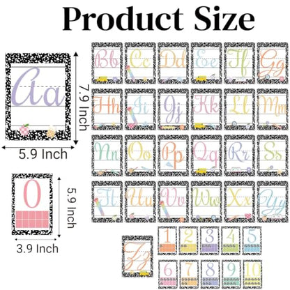 37Pcs Composition Cursive Alphabet for Classroom Composition Note ABC Posters and 0-10 Number Cards Composition Bulletin Board Letters Number Line for Classroom (Composition Cursive) - color: Composition Cursive Abc