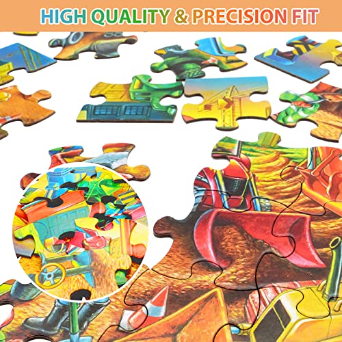 Jigsaw Puzzles for Kids Ages 3-5, 4-8, 6-8 Boys Girls - 60 Piece Construction Site - Large Piece Children Floor Jigsaw Puzzles - Science Educational Toys for 3 4 5 6 7 8 Years Old - color: Construction Site