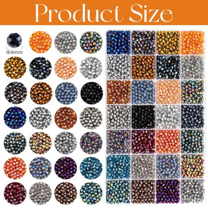 2800Pcs 4mm Electroplated Glass Beads for Bracelets Jewelry Making - color: 28 Metallic Colors
