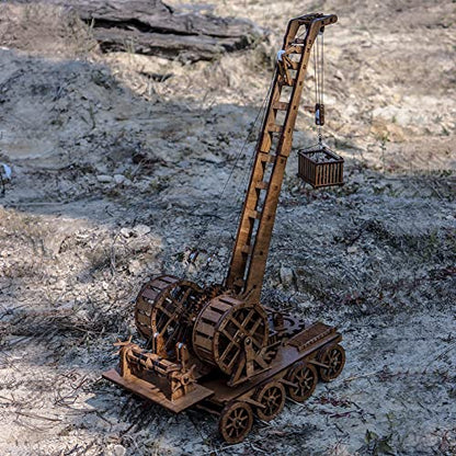 YAQUMW European Medieval Retro Wooden Cranes Crafting and Building Challenging Tabletop Game Toy Model Kits-1:36 Scale DIY 3D Wooden Puzzles for Personal Interest