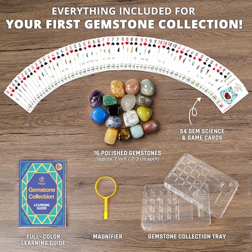 PIBEX Gemstone Collection Kit, 16 Gems & Crystals, Approx. 1-Inch / 2-3 cm - style: 16PC Polished Edition