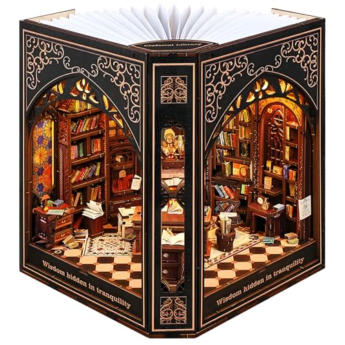 NookMaster Book Nook Kit with LED Light DIY Miniature Dollhouse for Adults - color: Classical Library