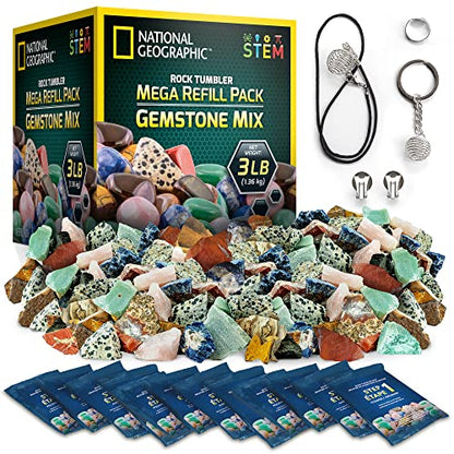 National Geographic Rock Tumbler Refill Kit with 3 Lbs. Rough Gems - style: Gemstone Mix