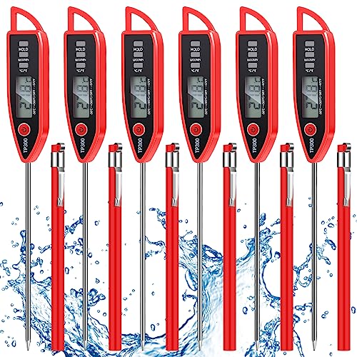 Copkim 6 Set Digital Food Thermometer Long Probe Instant,Red - color: Red