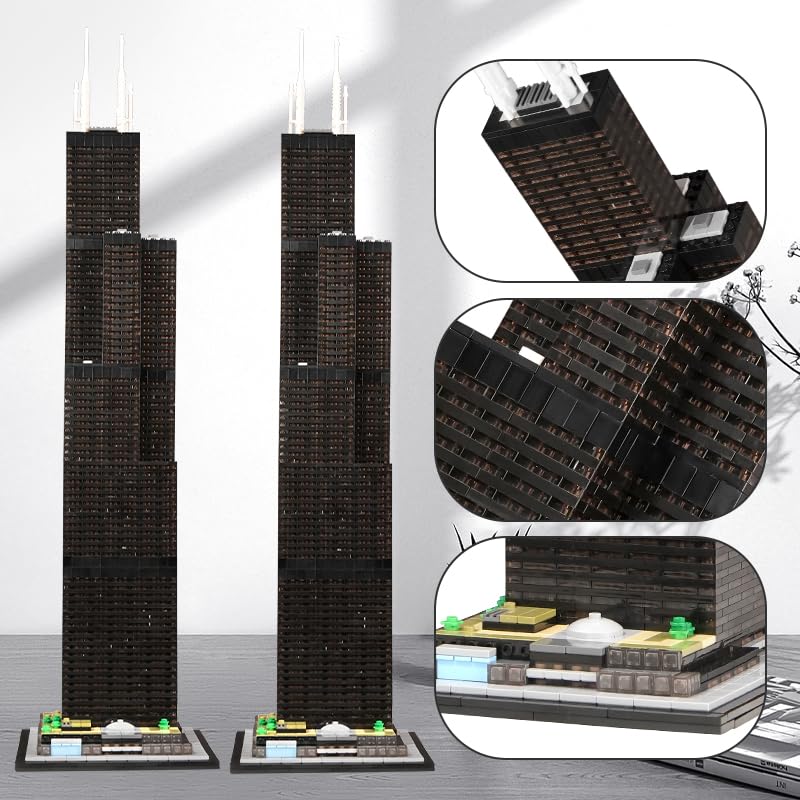 Willis Tower Blocks Set,2847 PCS 1:800 New York Landmark Model for Adults - color: Willis Tower