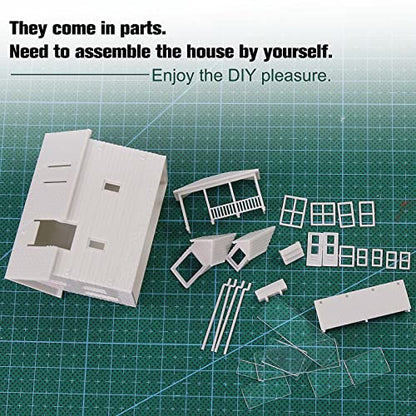 4pcs N Scale Model Blank Buildlings Kit Unassembled Houses for Model Train Layout JZ01JJ (N Scale-4 Units) - size: N Scale-4 units