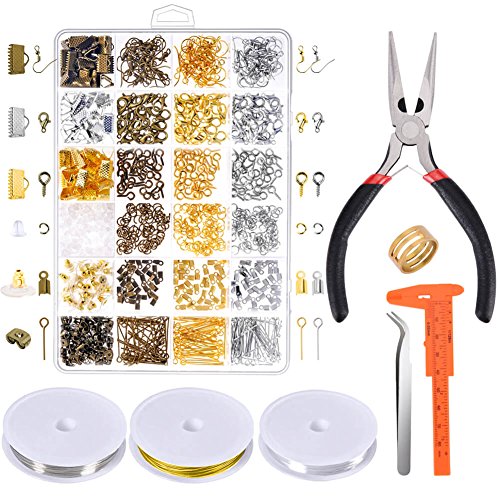 PAXCOO Jewelry Making Supplies Kit - Repair Tools with Accessories, Pliers, Findings, Beading Wires for Adults and Beginners