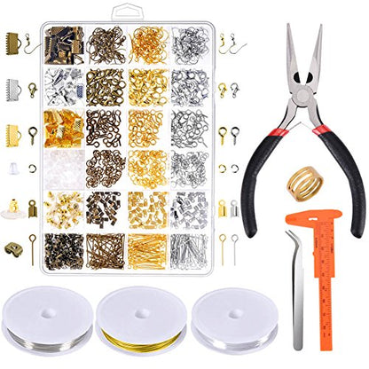 PAXCOO Jewelry Making Supplies Kit - Repair Tools with Accessories, Pliers, Findings, Beading Wires for Adults and Beginners