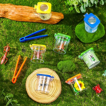 Halloscume 12 Pack Insect Bug Viewer for Kids with Tweezers Magnifying Insect Box Insect Observation Kit Bug Catcher Bug Container Insect Cage Bug Jar for Science Nature Exploration Collecting Kit
