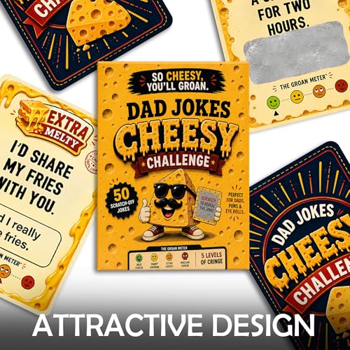Dad Christmas Gag Gifts 2026 - Funny Dad Jokes Gifts For Dads Christmas - Funny daddy gift from daughter - Scratch Off Gag Gift for Husband, Men, Dads Stocking Stuffers - color: DadJokeCheesy