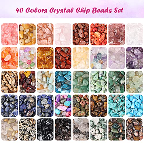 Quefe 40 Colors Crystal Beads for Jewelry Making Crystal and Gemstone - color: 40 Colors