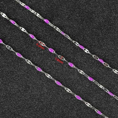 UMAOKANG Purple Enamel Chains for Making Jewelry Stainless Steel Chain Roll - color: Steel-Purple