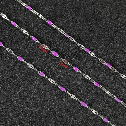 UMAOKANG Purple Enamel Chains for Making Jewelry Stainless Steel Chain Roll - color: Steel-Purple