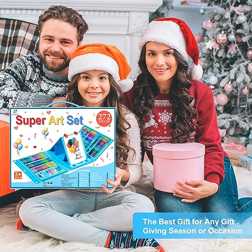 Art Supplies, 272 Pack Art Set Crafts Drawing Kit for Kids Girls Boys Teens - color: Blue