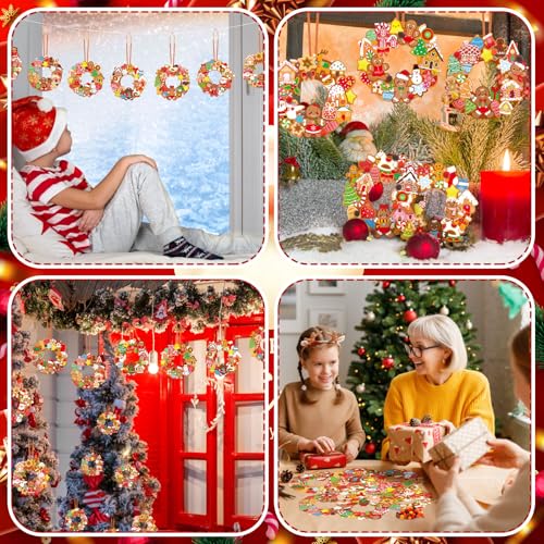 Hollowfly 48 Sets Christmas Wreath Craft Kits, Gingerbread DIY Ornaments - style: Gingerbread Man