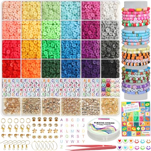 YMSDZHL 6000+PCS 24 Color Polymer Clay Beads Friendship Bracelet Making Kit - size: 6000+PCS