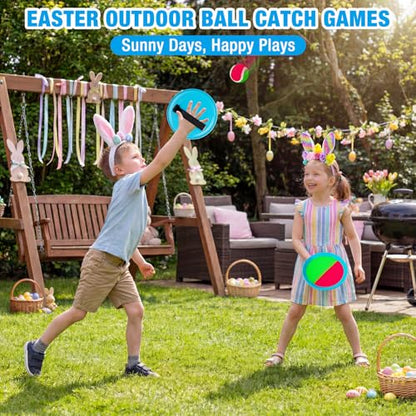 Ayeboovi Kids Toys Sticky Toss and Catch Ball Game 6 Paddles 3 Balls - style: 6 Paddles 3 Balls