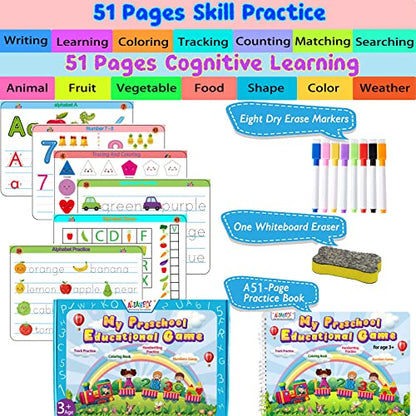 ALIANFLY Preschool Learning Activities Educational Workbook - Toddler Prek Montessori Handwriting Practice Activity Tracing Toys Busy Book for Kids, Autism Learning Materials and ABC Learning Book - color: Blue - General