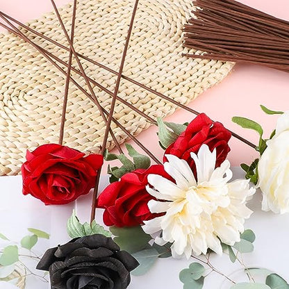 120 Pack Floral Wire Stems for Paper Flower Crafts - 2 Gauge, 16 Inch Artificial Wreath Making Supplies (Brown) - size: 2 Gauge Brown