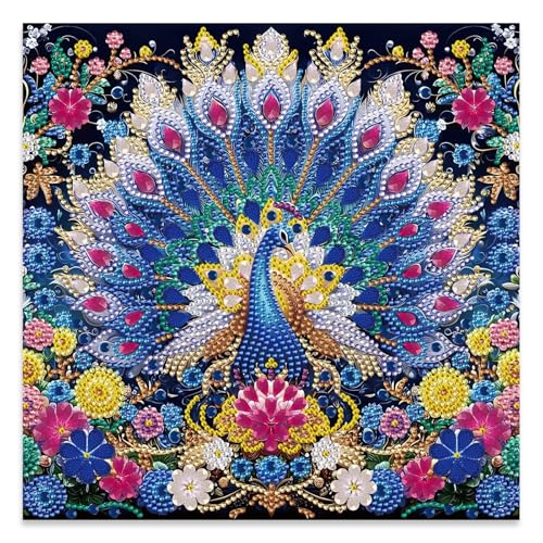 JATOK Diamond Art Kits for Adults, Peacock, Special-Shaped Gems - color: Amber