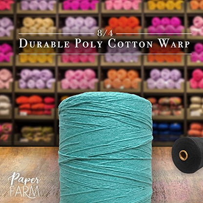 Durable Loom Warp Thread (Turquoise), 8/4 Warp Yarn (800 Yards), Perfect for Weaving: Carpet, Tapestry, Rug, Blanket or Pattern - Warping Thread for Any Loom - color: Turquoise