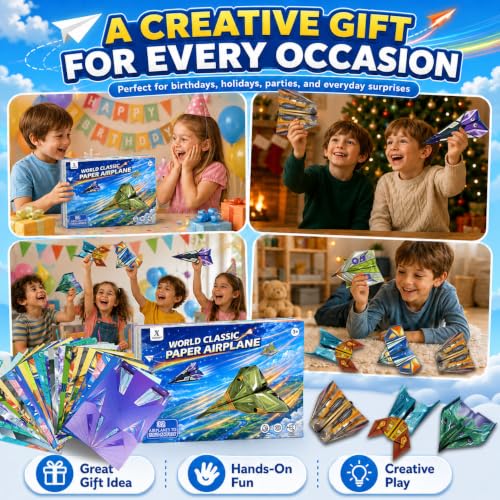 Xuoent Paper Airplane Kit, Origami Kit for Kids, World Classic Paper Planes - color: Green
