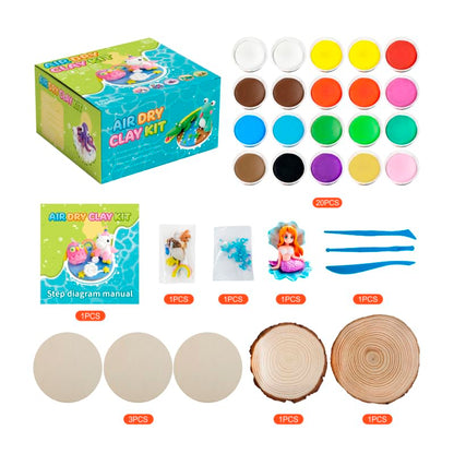 Air Dry Clay Kits for Kids,Animal & Ocean Theme,Modeling Clay for Kids, DIY Model Magic Clay with Sculpting Tools and Tutorials,20 Boxes Molding Clay,Ultra Light,Soft & Non-Sticky,Arts and Crafts Gift - color: Animal & Ocean Theme