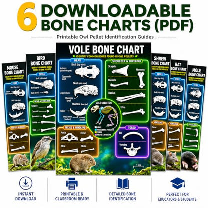 ES EVVIVA SCIENCES Owl Pellet Kit - Dissect 30 Mostly Small Real Owl Pellets w/Tools & PDF Bone Charts - Science Education Kit for Ages 15+ - Hands-On Animal Biology Science Lab Activity