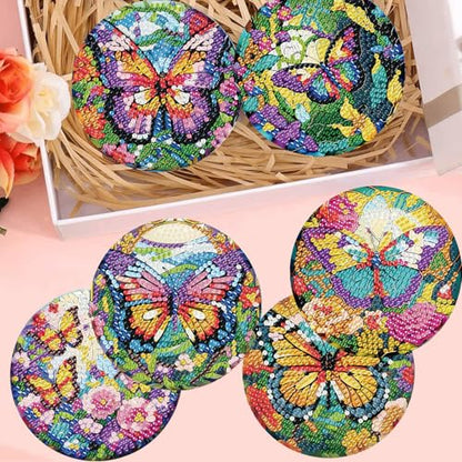 8 Pack Diamond Art Coasters,Butterfly Diamond Painting Coasters Kits - color: Butterfly Coasters-C