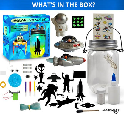 DIY STEM Toys Arts and Crafts for Boys, Space Night Light Kit for Kids 5-12 - color: Blue- Space