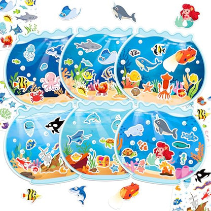 LINAYE 24 Sheets Ocean Stickers with Under The Sea Scenes, Make Your Own Sea Life Animal Fish Stickers, Ocean Summer Crafts Activities for Kids - style: Ocean 24 Sheets