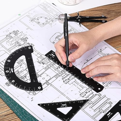 Mr. Pen- Professional Geometry Set, 15 pcs, Drafting Tools with Protractor - color: Black