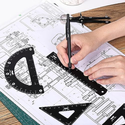 Mr. Pen- Professional Geometry Set, 15 pcs, Drafting Tools with Protractor - color: Black