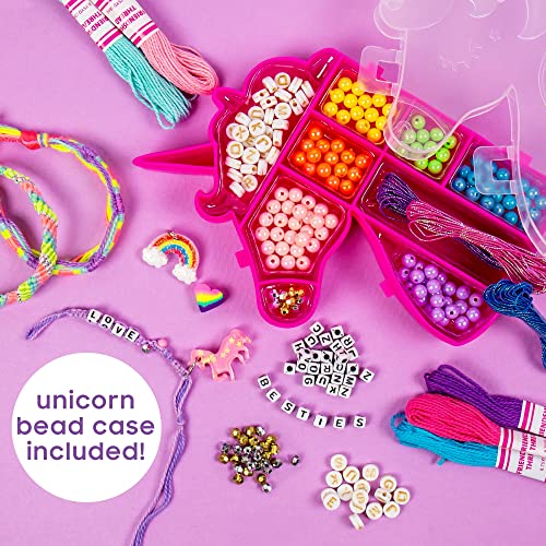 Horizon Group USA Unicorn Friendship Bracelets Create 20+ Bracelets, Kit Includes 1300+ Beads ABC, Metallic Beads Unicorn Storage Case & More - style: Unicorn