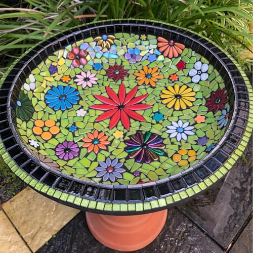 Youway Style 200g Iridescent Green Glass Mosaic Tiles for Crafs Bulk - color: Grass Green, size: 200g