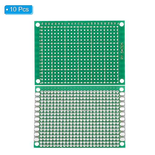 PATIKIL 2.8" x 2" PCB Board Circuit, 10 Pcs Prototype Perfboard Solder Boards for DIY Soldering and Electronic Project Circuit Boards Solderable Breadboard, Green