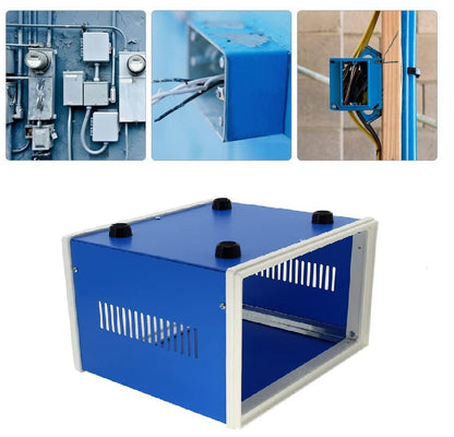 Fielect 8.27" x 7.09" x 5.51" Dustproof Electronic Junction Box Metal Enclosure Project Box for Electronic Projects Blue - size: 8.27" x 7.09" x 5.51"